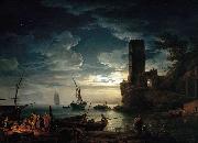 Claude Joseph Vernet Mediterranean Coast Scene with Fishermen and Boats USA oil painting artist